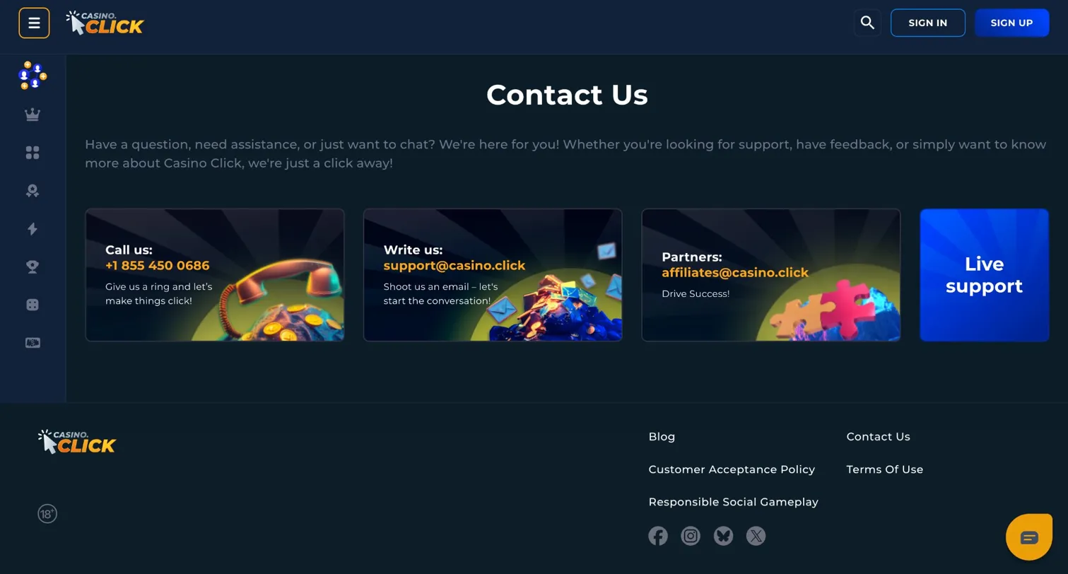 Casino Click Wisconsin platform features — all features accessible to Wisconsin residents